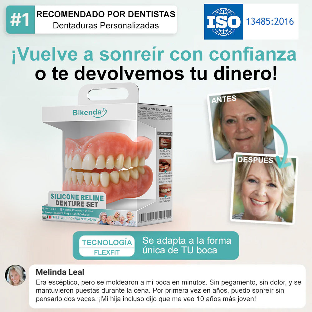 🦷 Bikenda® 🦷Conjunto Completo de Dentaduras Personalizadas Avanzadas (✅ Dentaduras de ajuste cómodo respaldadas clínicamente — España )